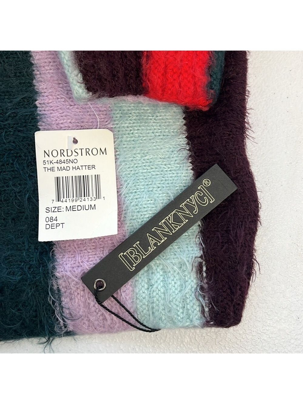 Blank NYC The Mad Hatter Sweater Eyelash Black Stripes Mock Neck Soft Top M NEW - Picture 9 of 11